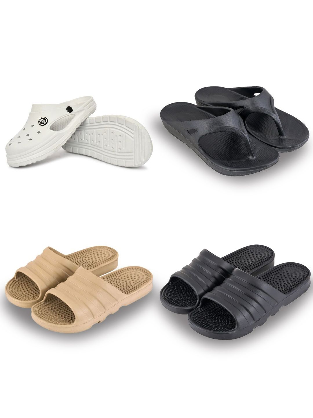 Feel alive Men Set of 4 Solid Lightweight Flip Flops