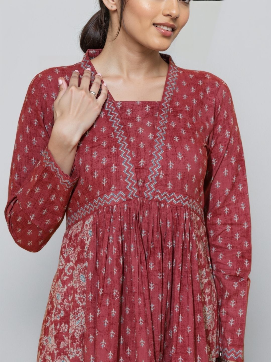 white christmas dresses Buy Beige Blossom V Neck Cotton Alia Cut Dress