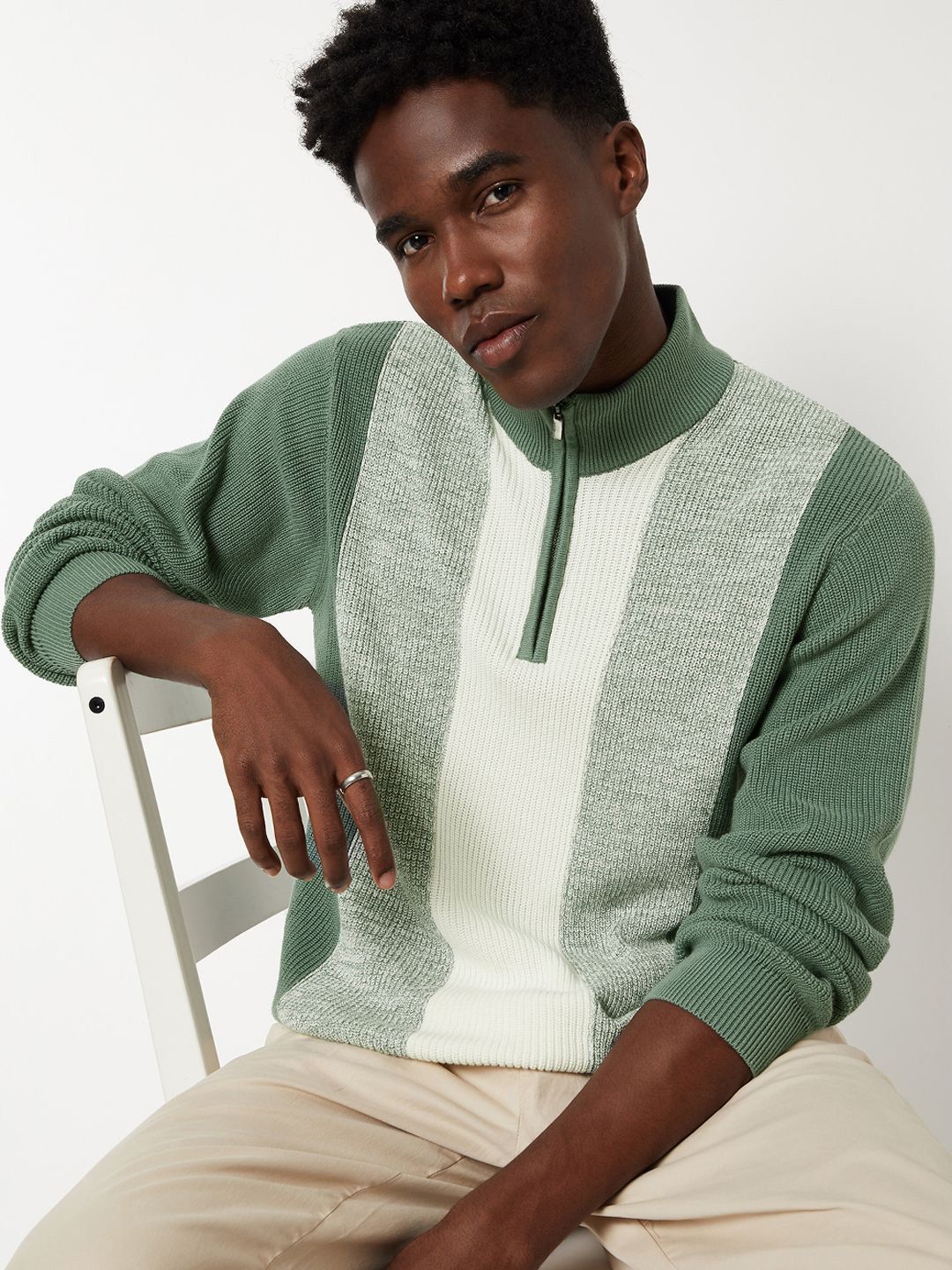 max Men Colourblocked Pullover