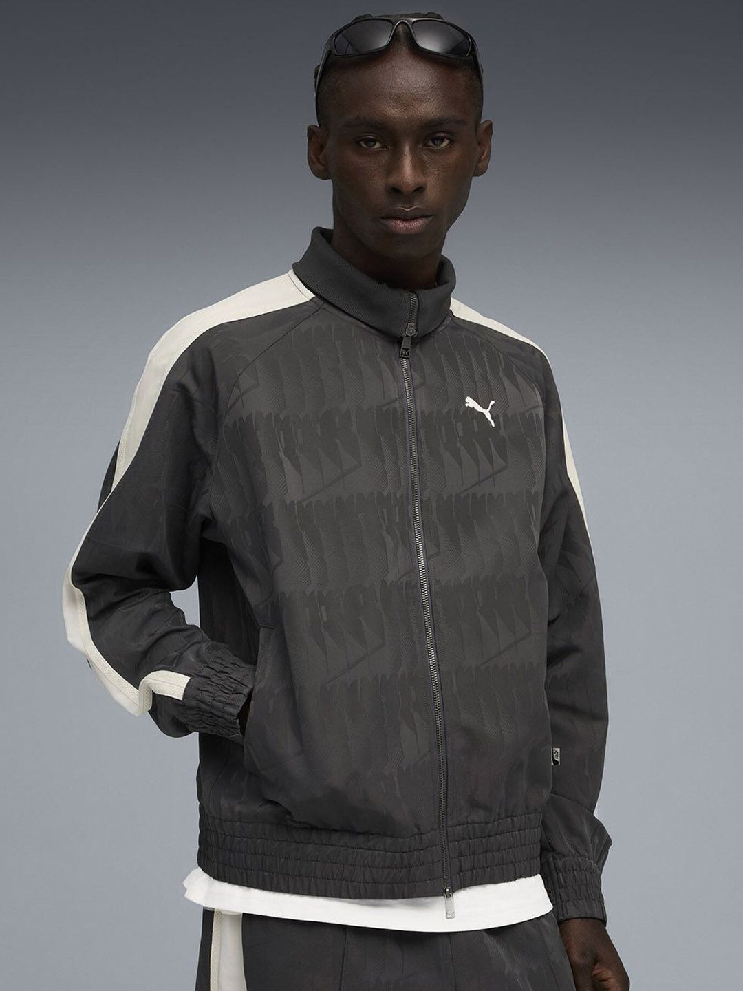 Puma Men NeverWorn VI T7 Mock Collar Abstract Printed Bomber Jacket