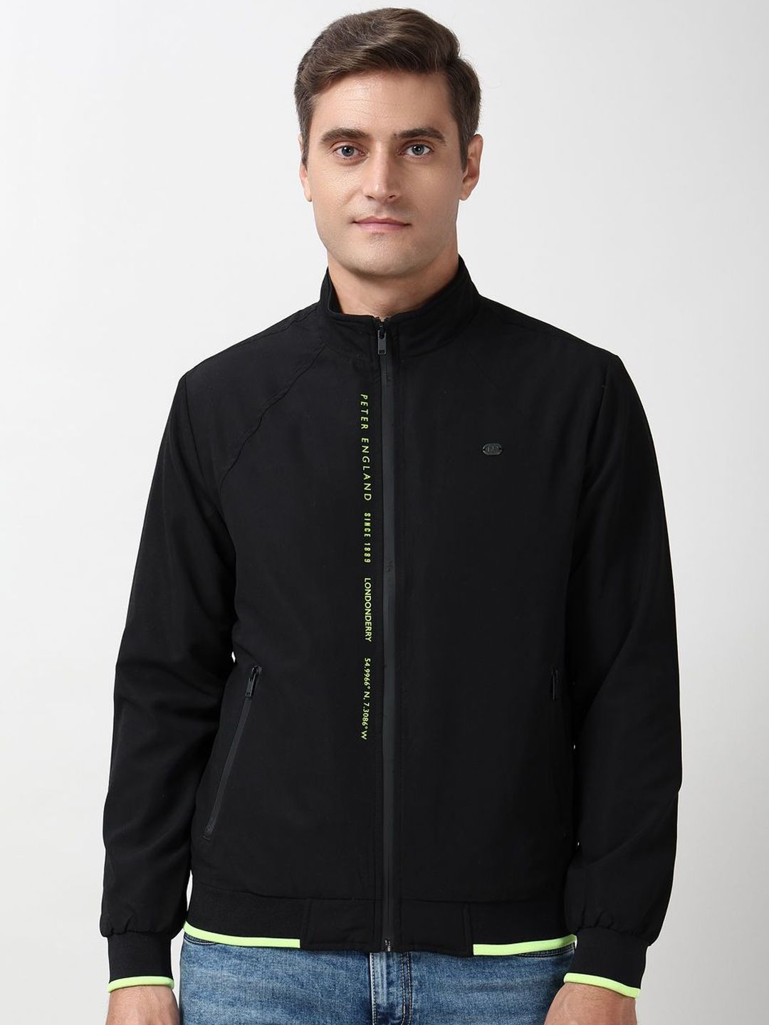 Peter England Casuals Open Front Jacket With Embroidered