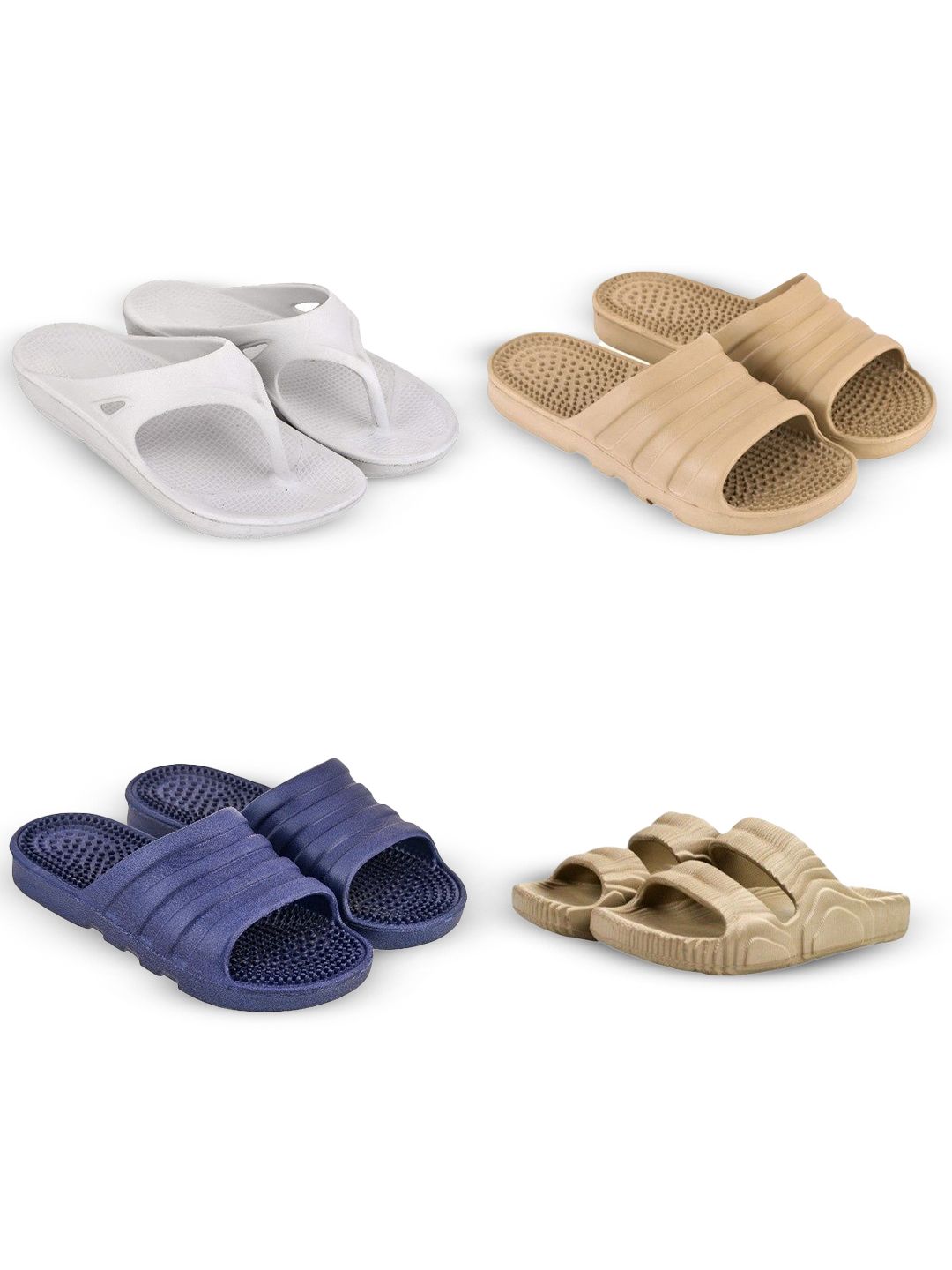 Feel alive Set Of 4 Ultra-Comfortable & Lightweight Thong Flip-Flops & Sliders