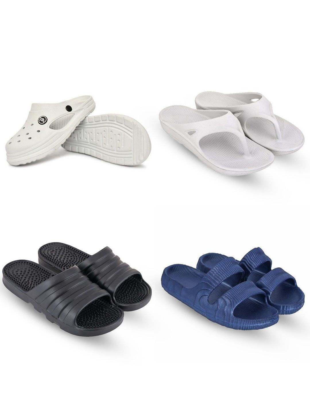 Feel alive Set Of 4 Ultra-Comfortable & Lightweight Thong Flip-Flops & Sliders