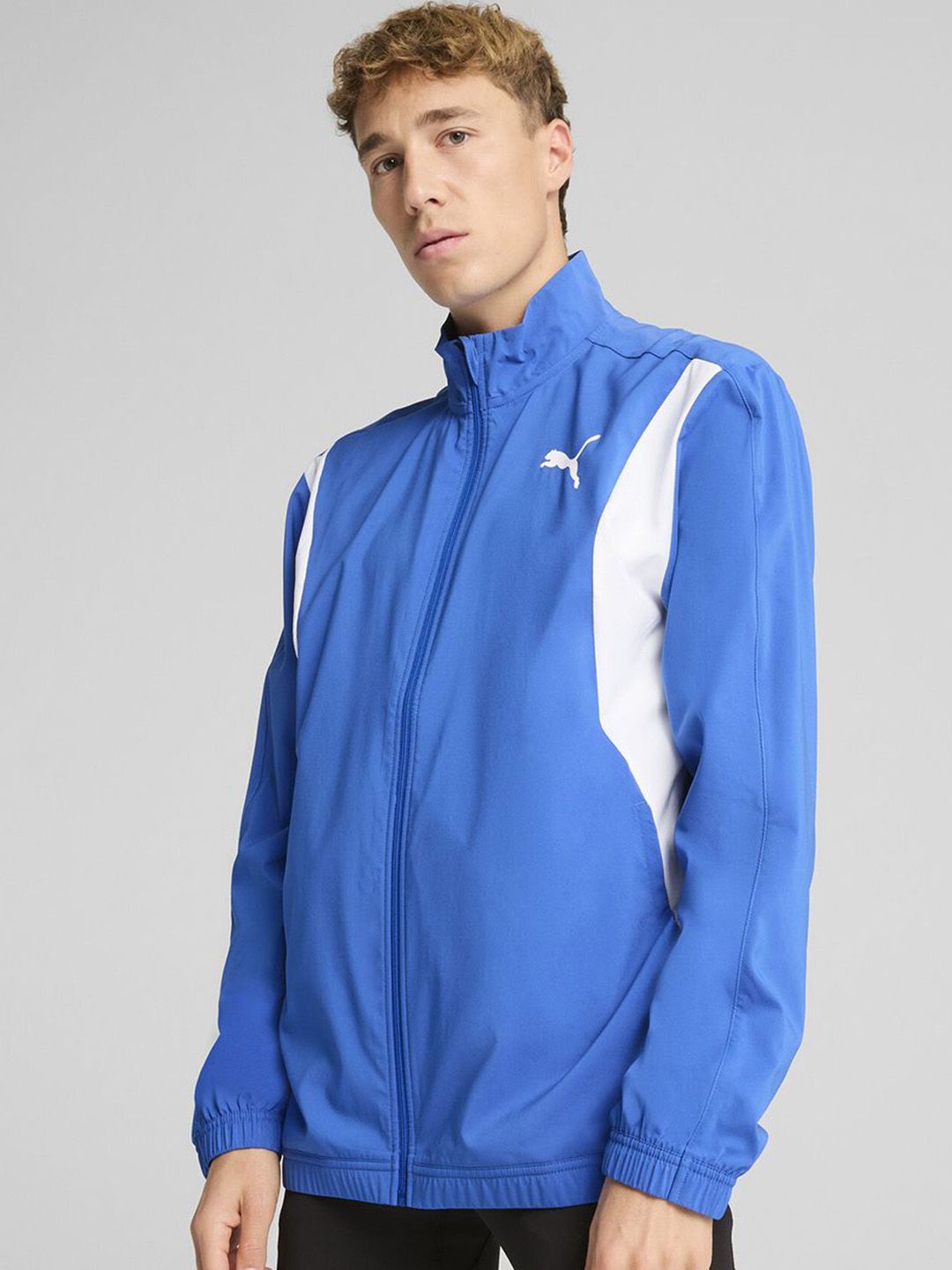 Puma Men CROSS THE LINE 3.0 Mock Collar Colourblocked Sporty Jacket