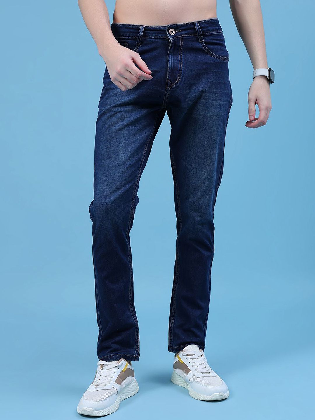 V-Mart Men Regular Fit Mid-Rise Light Fade Stretchable Cotton Jeans