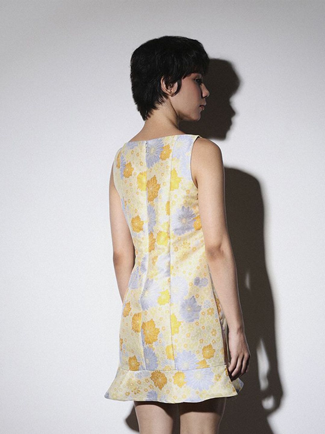 Floral Jacquard Shift Mini Dress