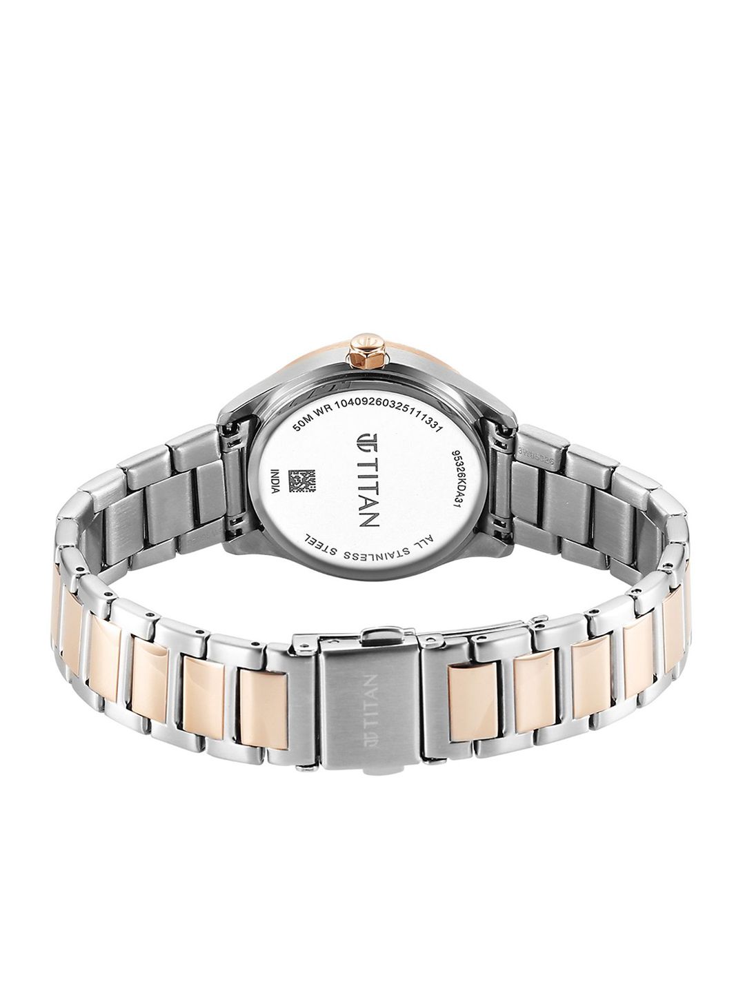 Glamour Embellished Dial & Stainless Steel Straps Analogue Watch 95326KM01
