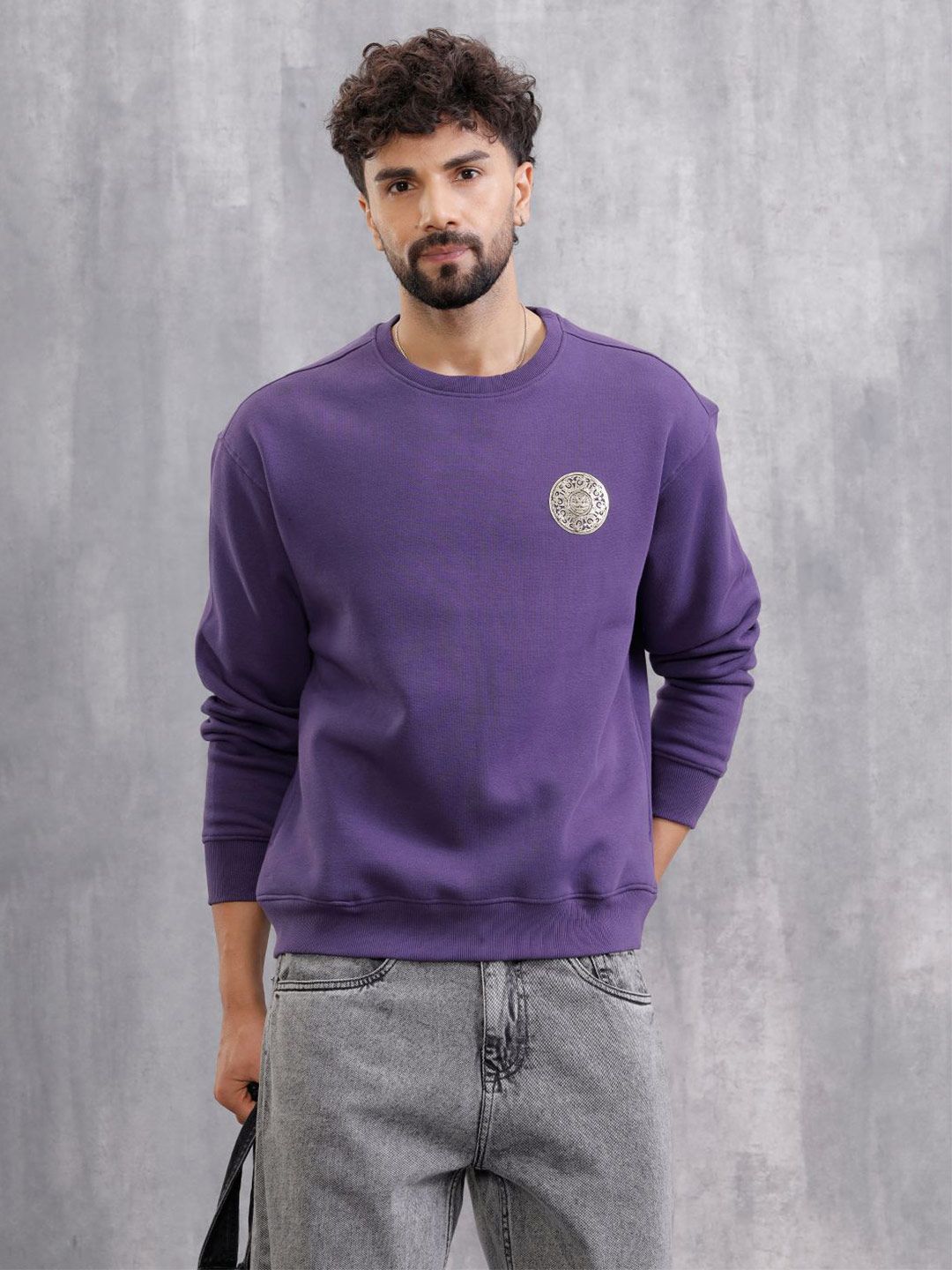 WROGN Men Round Neck Long Sleeves Pullover Sweatshirt