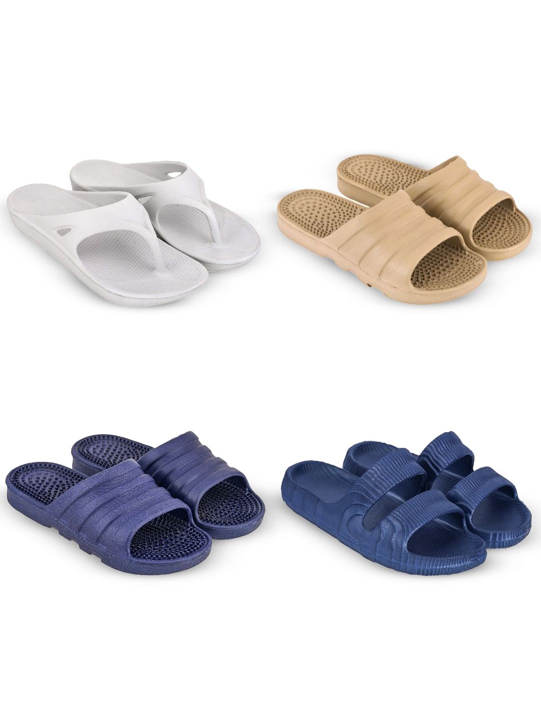 Feel alive Men Set of 4 Solid Casual Flip Flops
