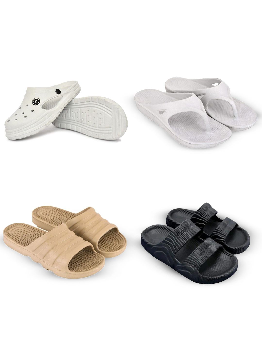 Feel alive Men Set of 4 Solid Lightweight Flip Flops