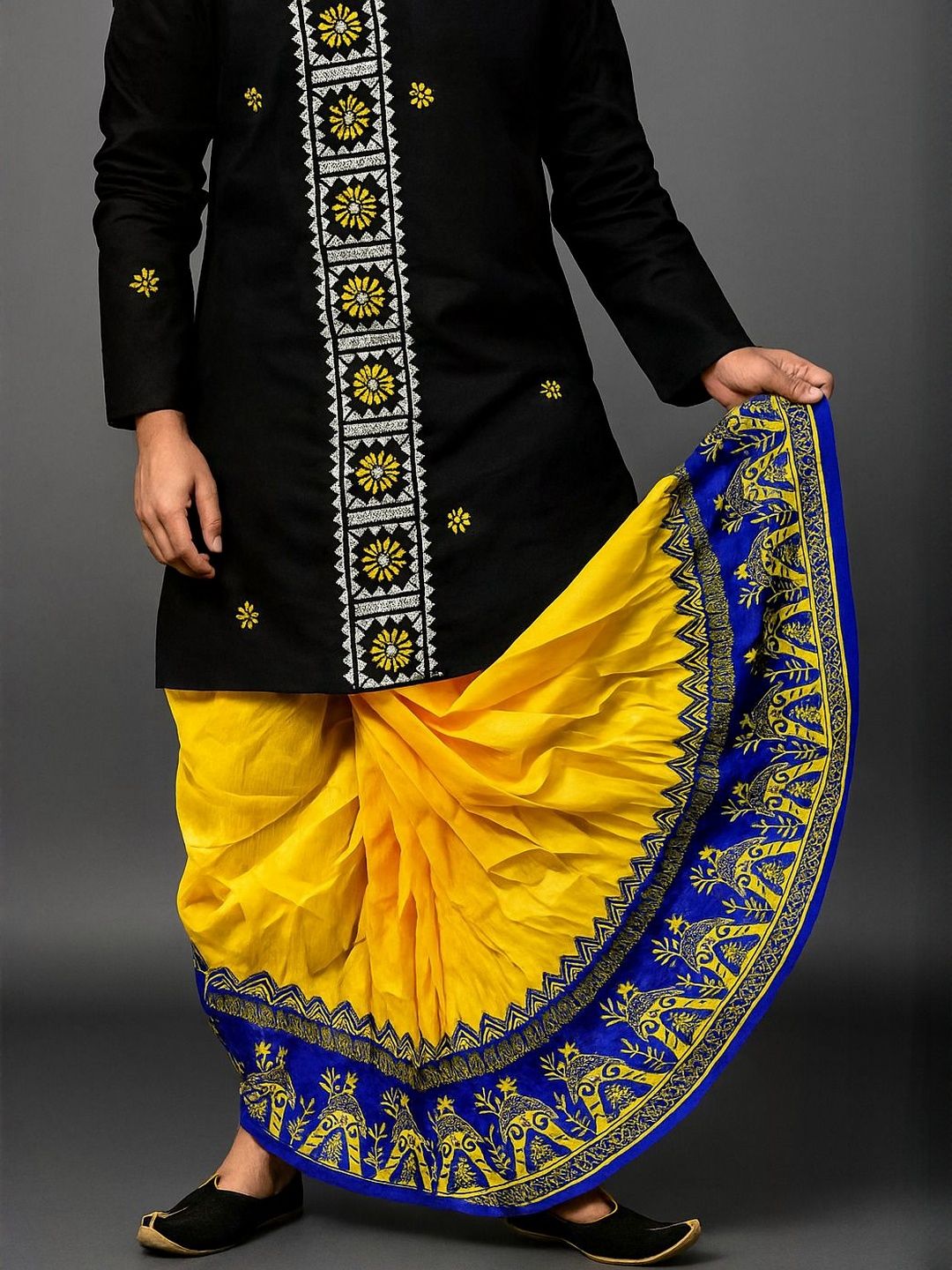 AMIT ONLINE Men Printed Mour Puccho Dhoti