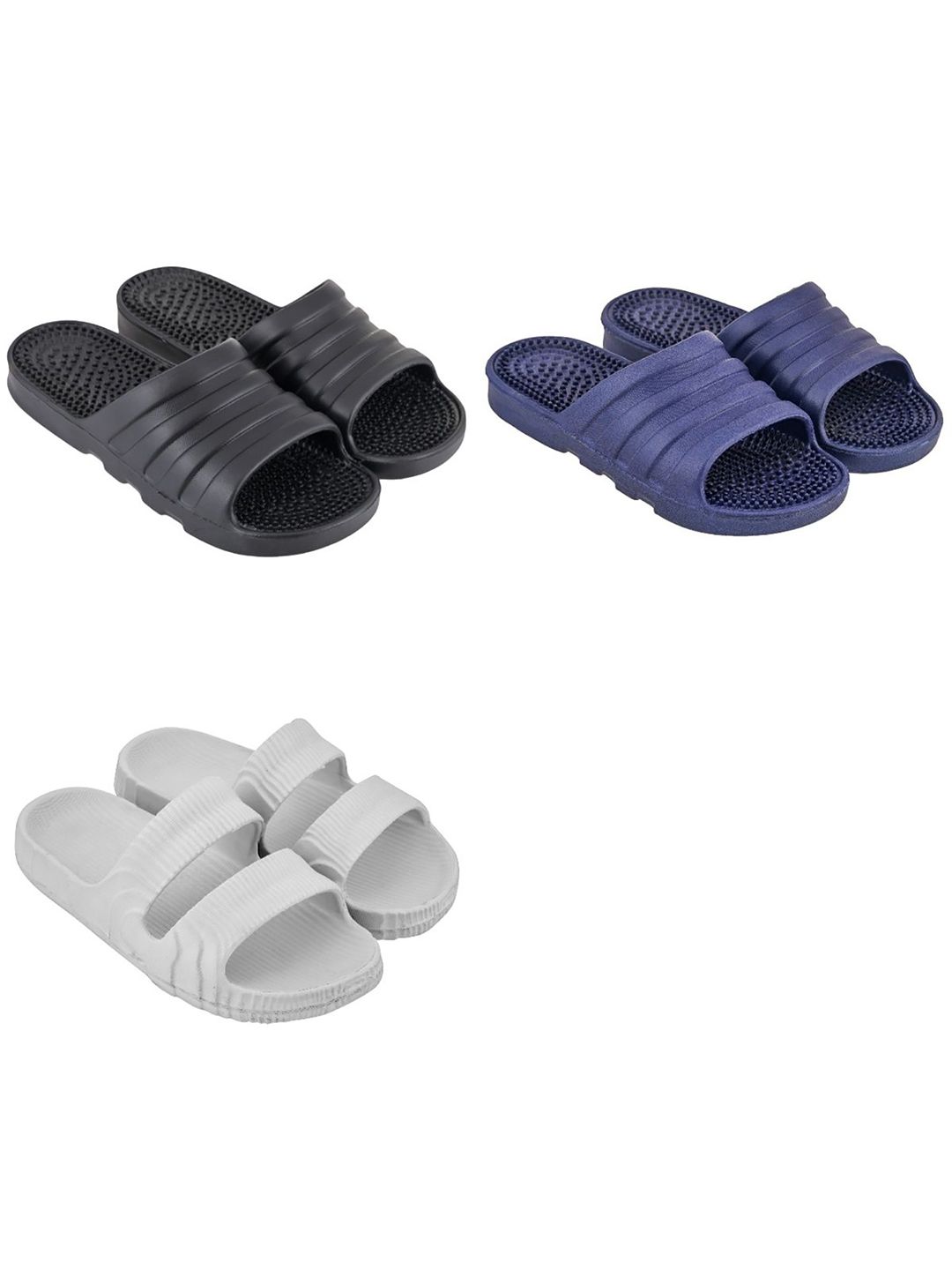 Feel alive Men Set Of 3 Solid Lightweight Flip Flops