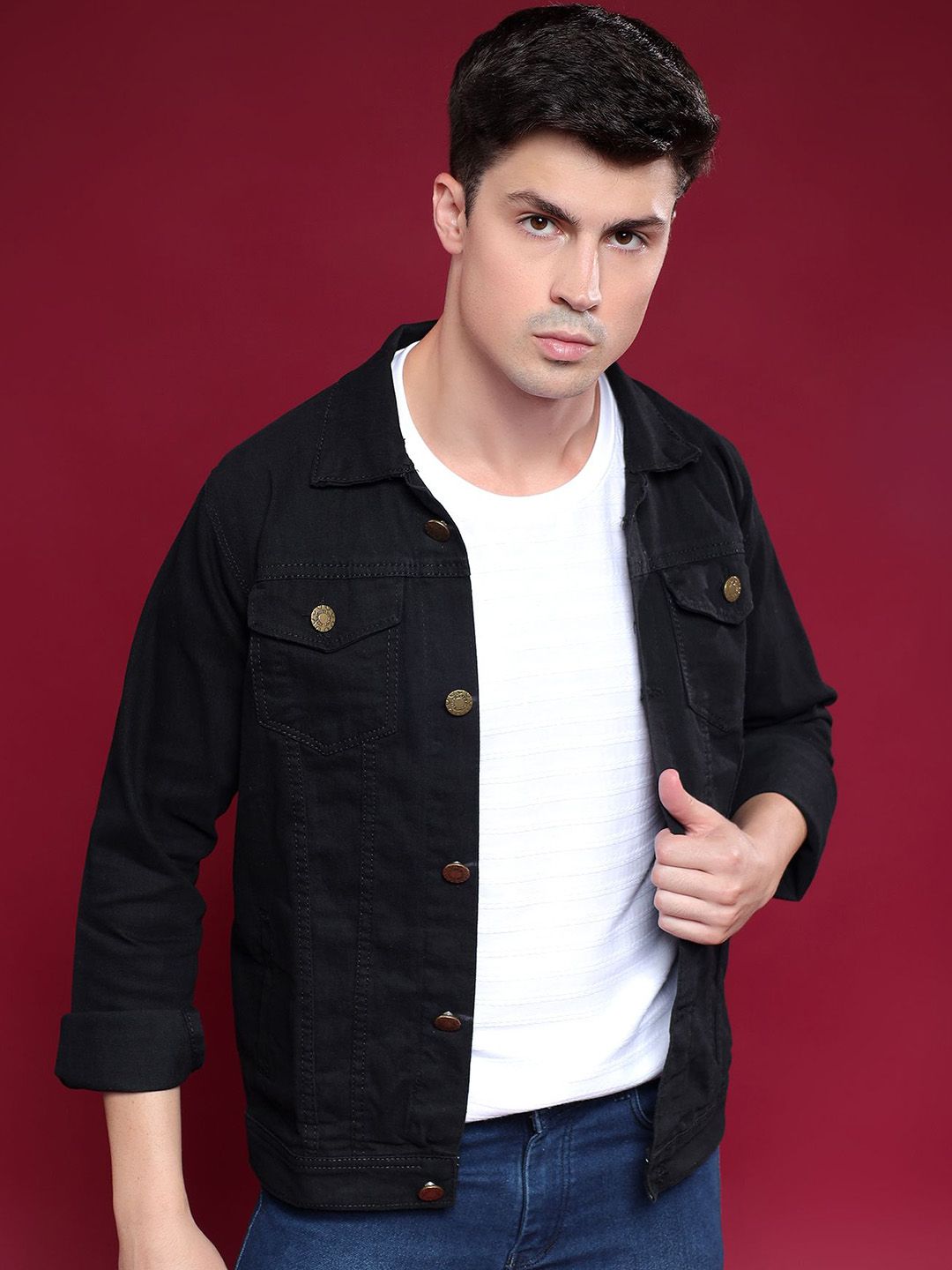 MaverIQ Men Solid Denim Jacket