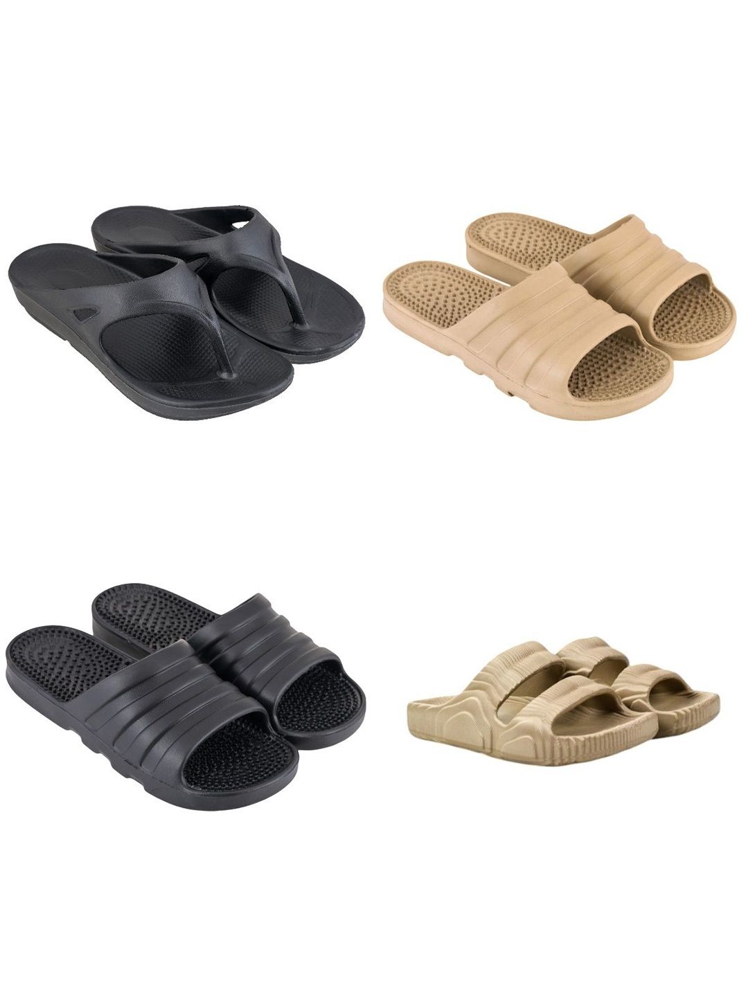 Feel alive Set Of 4 Ultra-Comfortable & Lightweight Thong Flip-Flops & Sliders