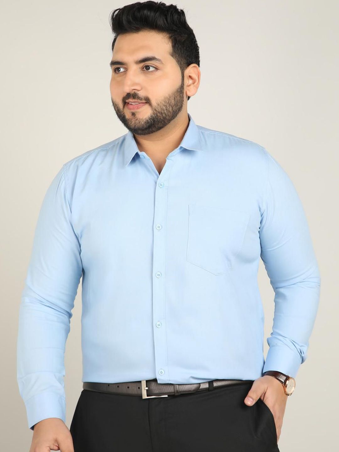 Metronaut Men Plus Size Solid Spread Collar Cotton Formal Shirt