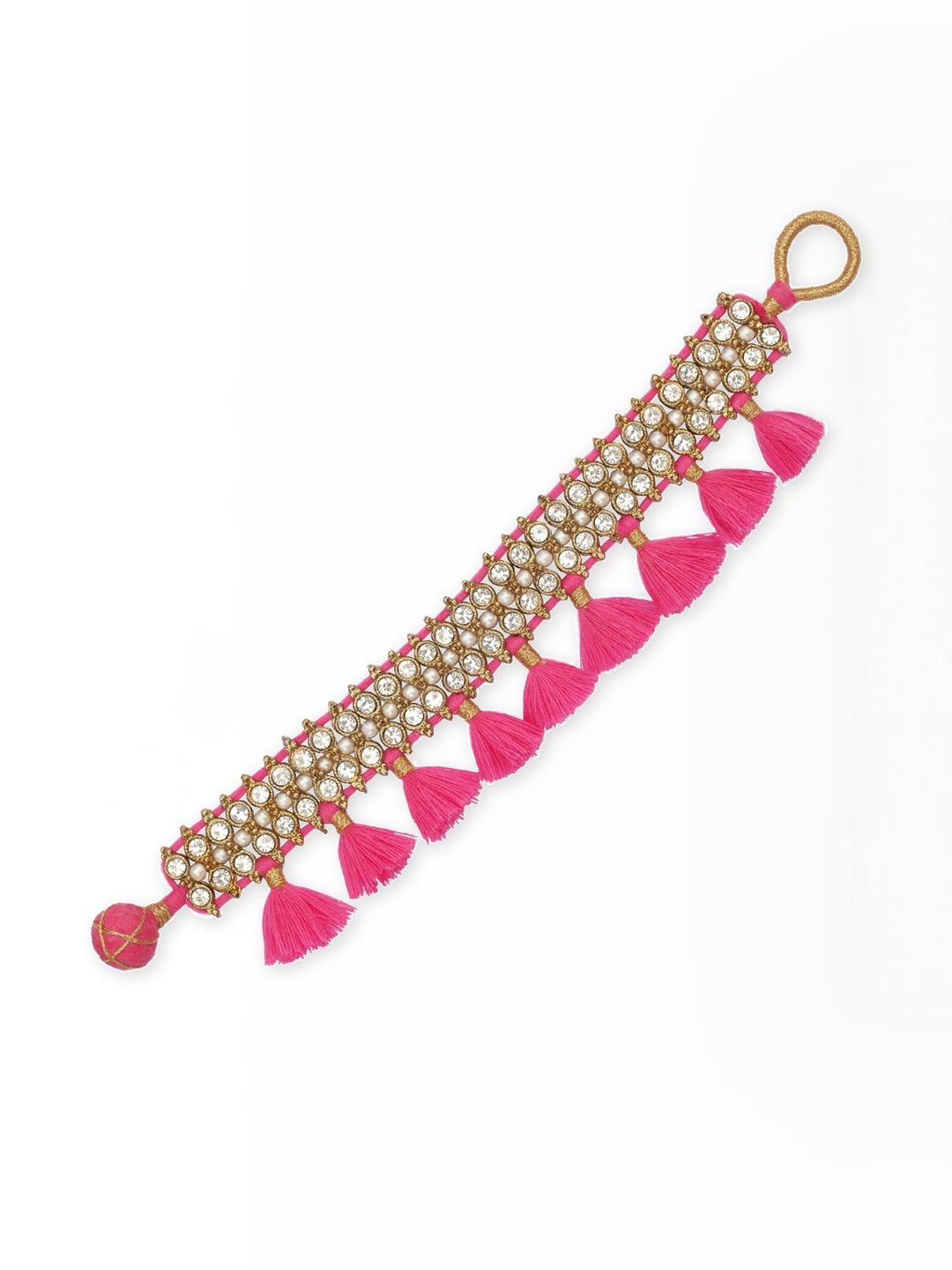 FURE Women Brass-Plated Tasselled Wraparound Bracelet