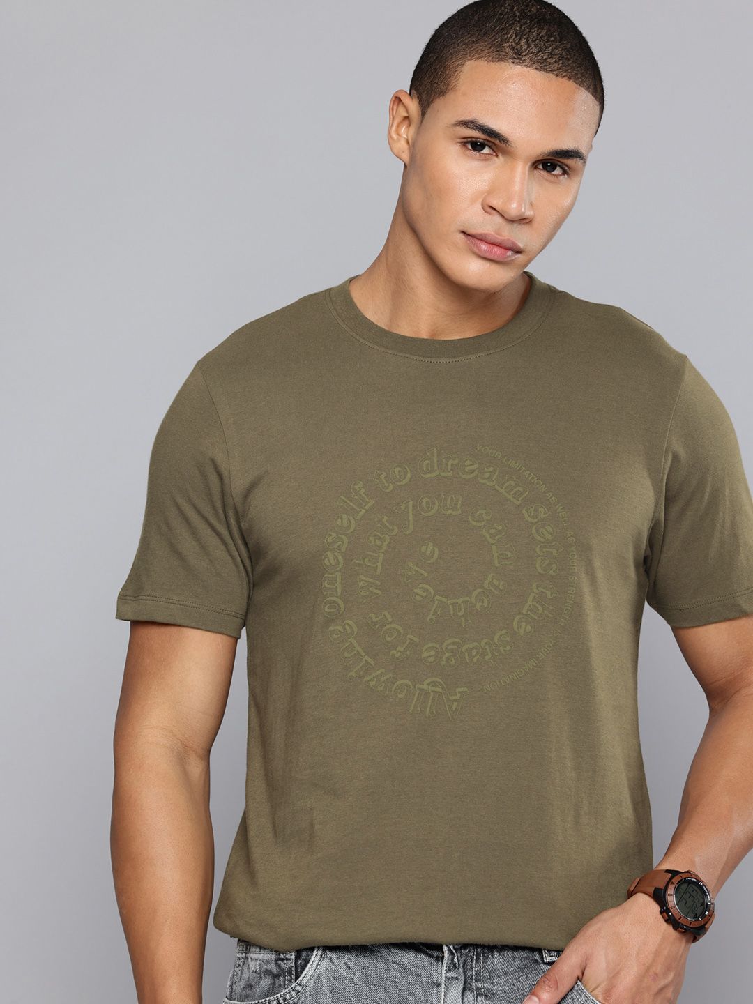 Flying Machine Typography Printed Pure Cotton T-shirt