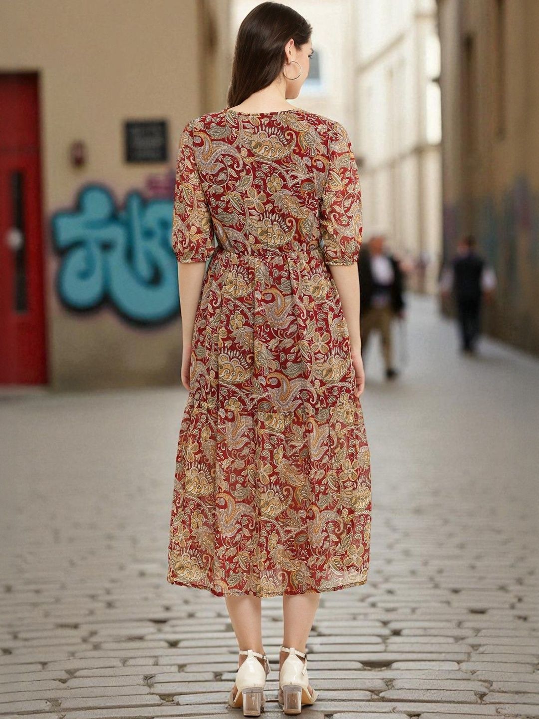 Buy CORSICA Women Ethnic Motifs Print Keyhole Neck Fit & Flare