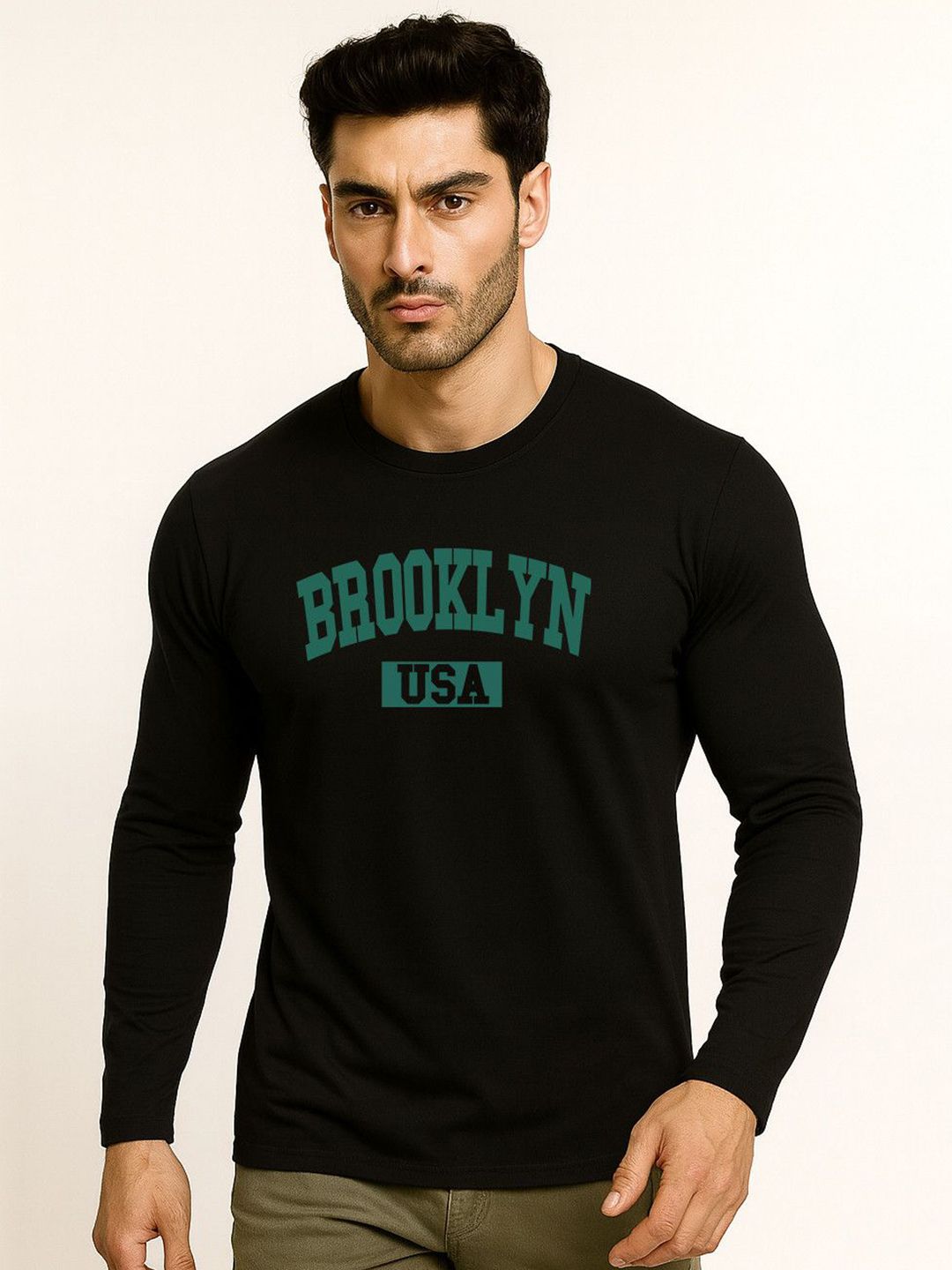 JUARI BE A GENTLEMAN Brooklyn USA Men Typography Round Neck T-shirt