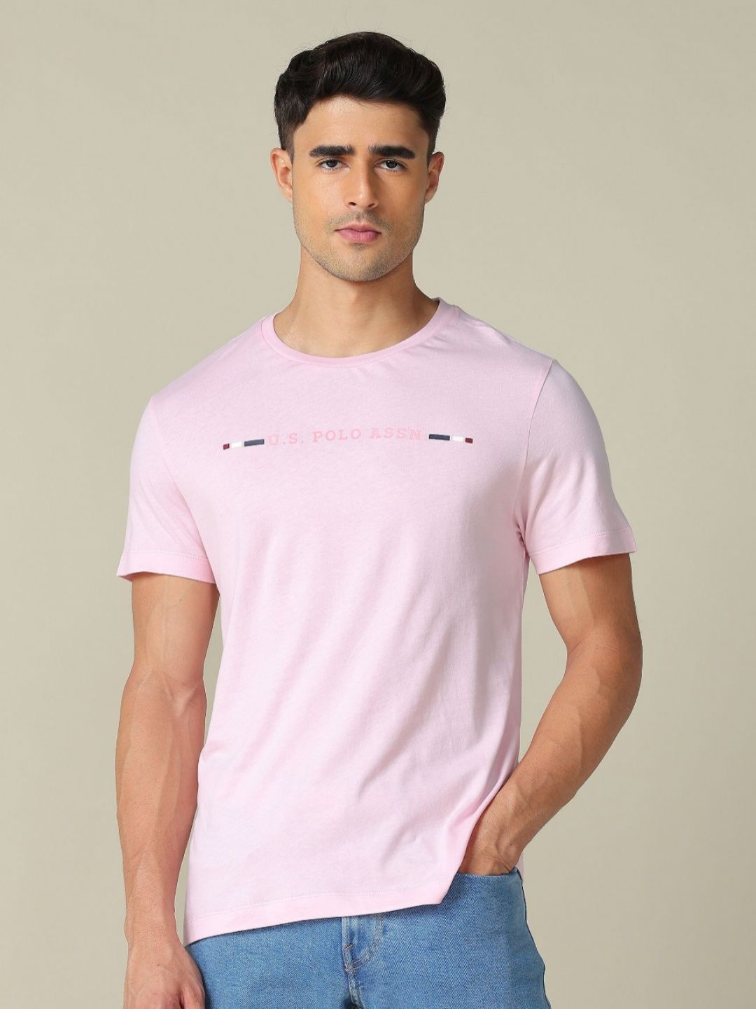U.S. Polo Assn. Typography Printed Pure Cotton T-shirt