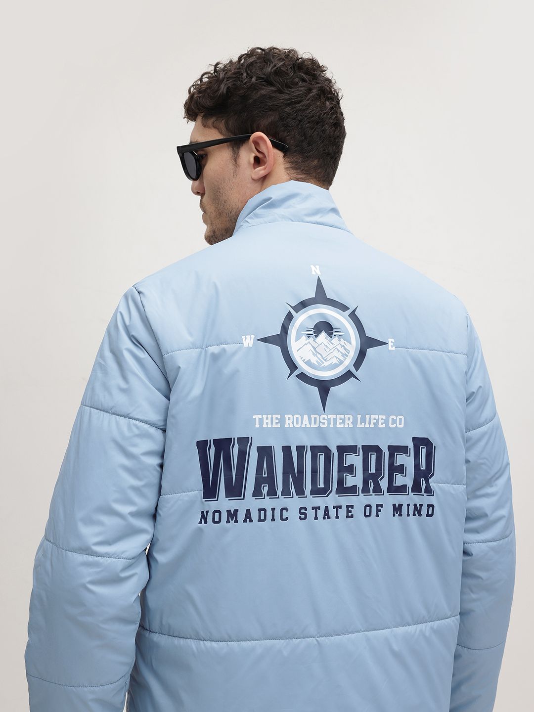 The Roadster Life Co. Typography Printed Mock Collar Padded Jacket