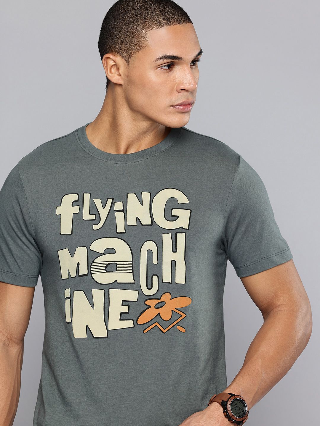 Flying Machine Brand Logo Puff Printed T-shirt