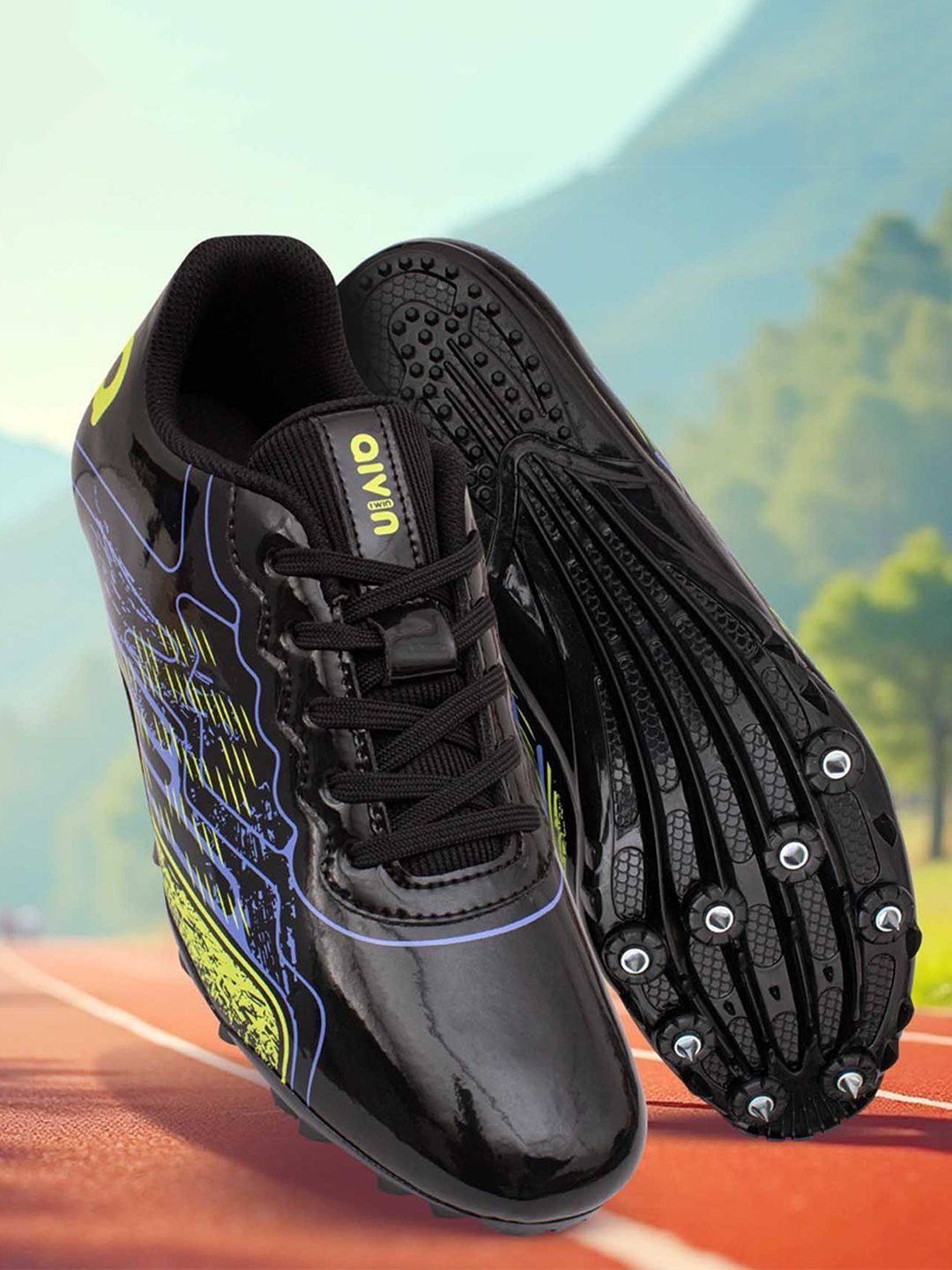 Aivin Men Black Race Pro Running Spikes Shoes