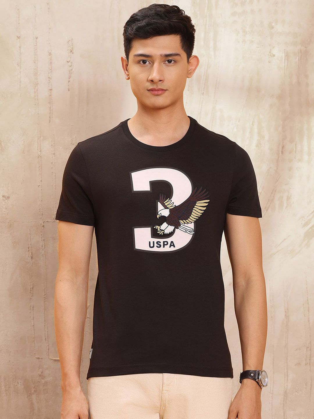 U.S. Polo Assn. Denim Co. Graphic Printed Polo Collar Pure Cotton T-shirt