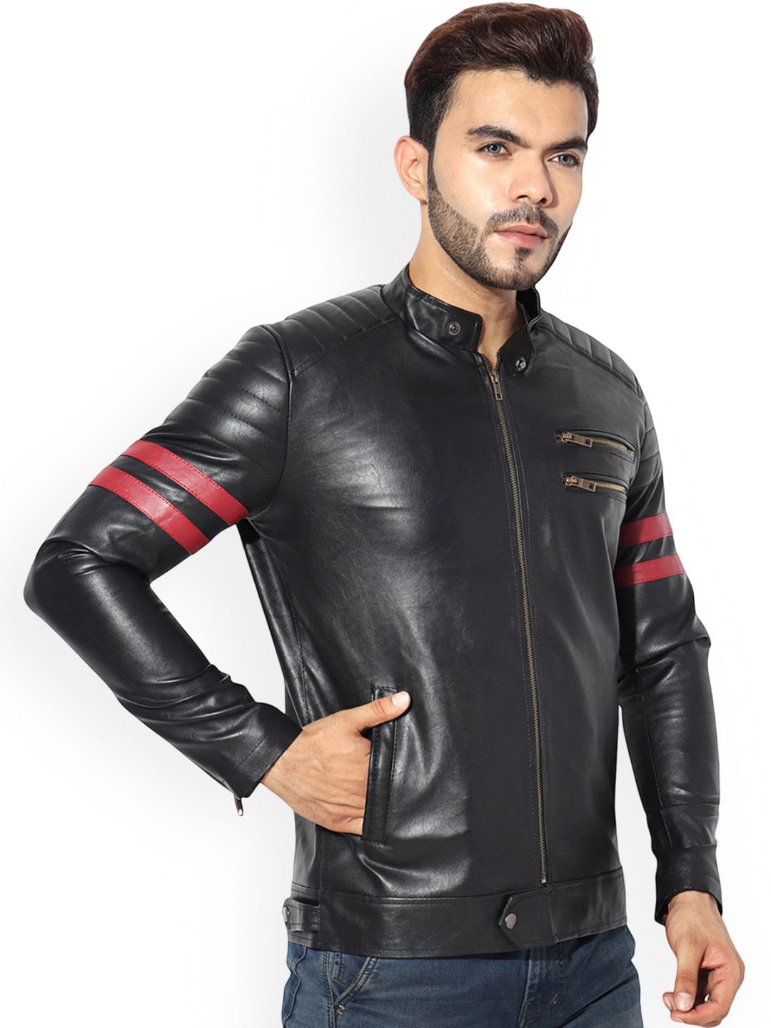GARMADIAN Men Lightweight Biker Leather Jacket