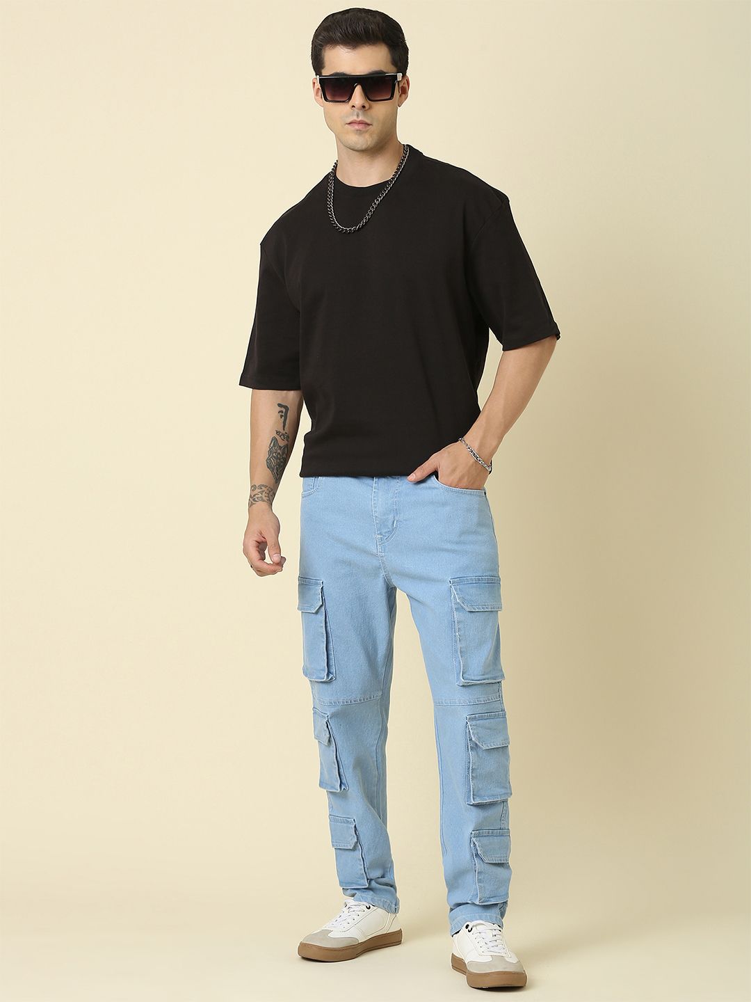 CINOCCI Men Relaxed Fit Mid Rise No Fade Clean Look Stretchable Jeans