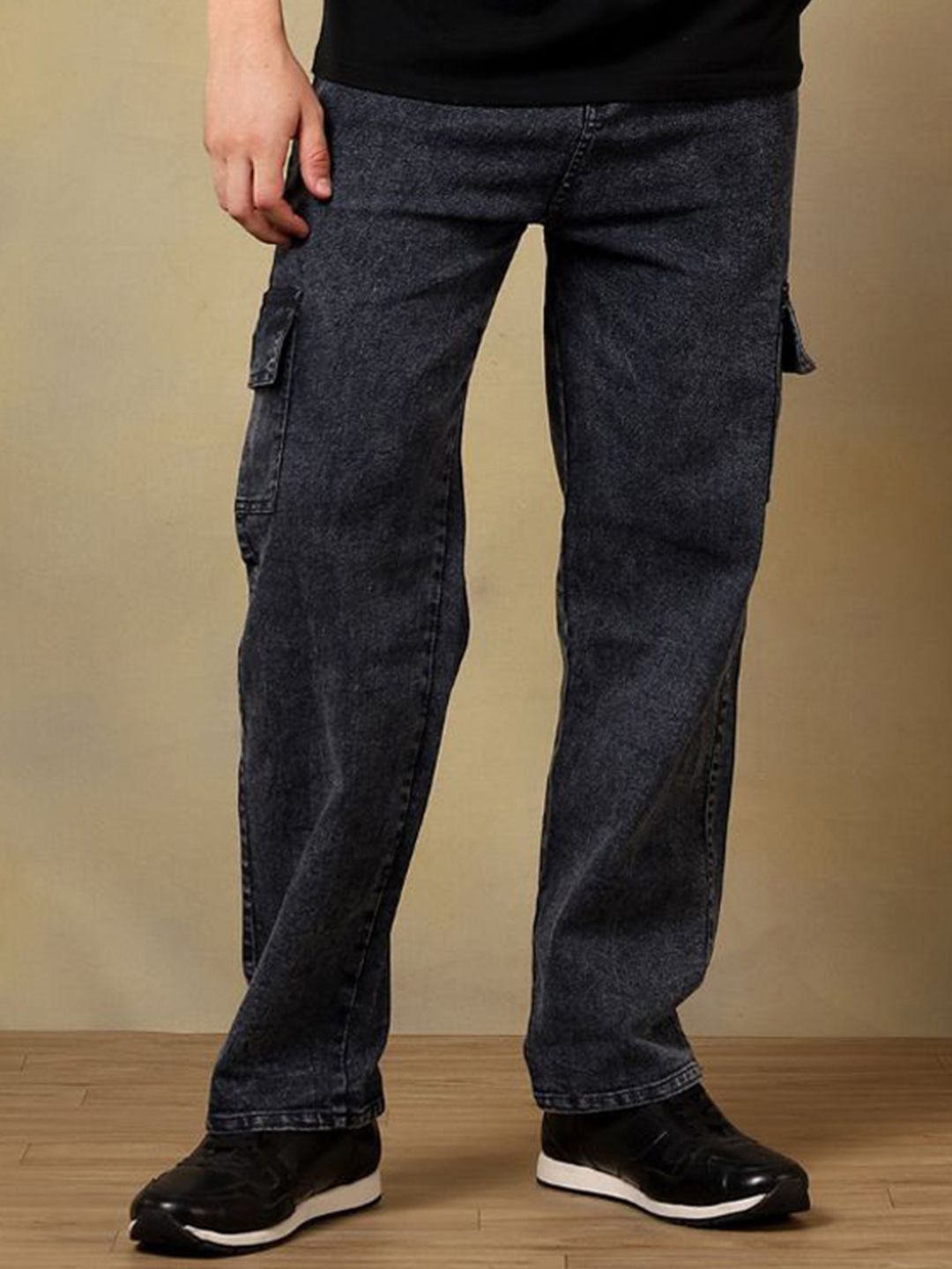 MaverIQ Men Classic Mid-Rise Baggy No Fade Stretchable Jeans