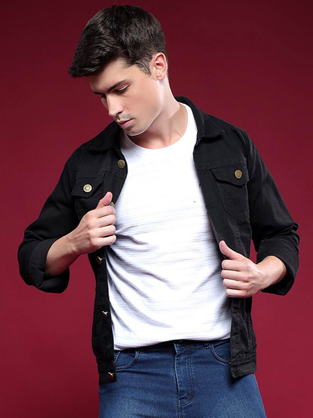 MaverIQ Men Solid Denim Jacket