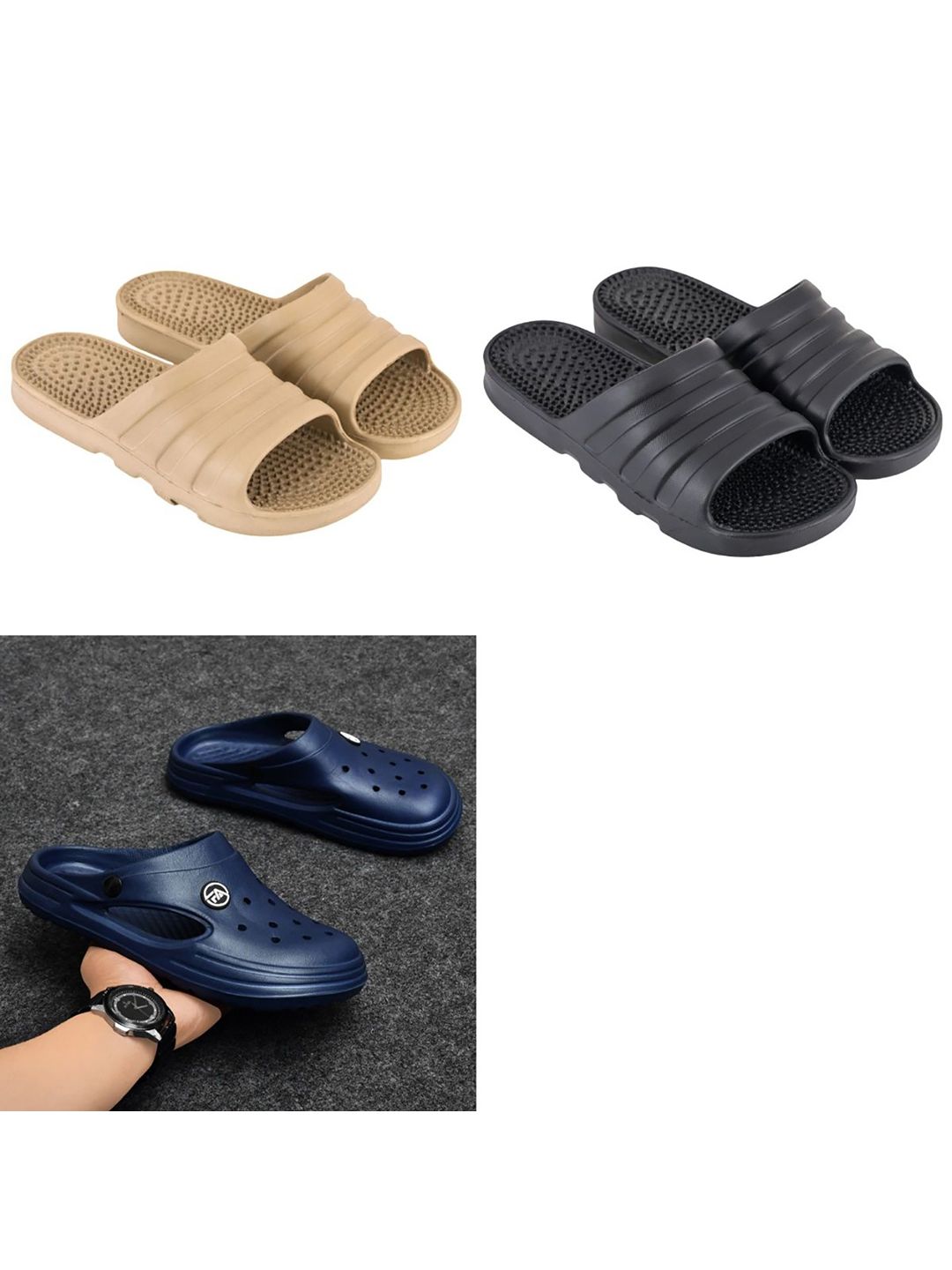 Feel alive Men Set Of 3 Ultra-Comfortable Lightweight Flip Flops