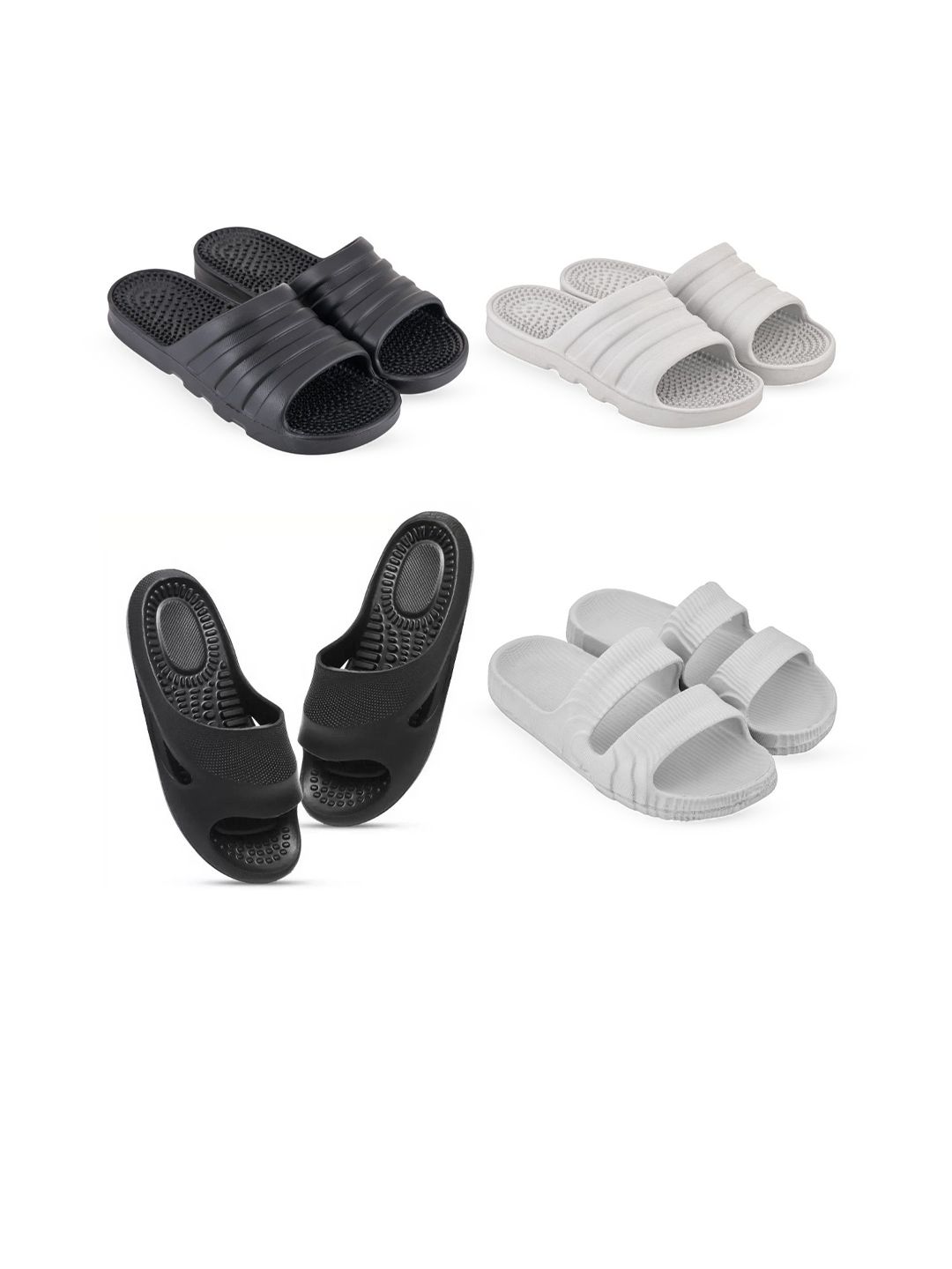 Feel alive Men Pack Of 4 Self Design Lightweight Sliders