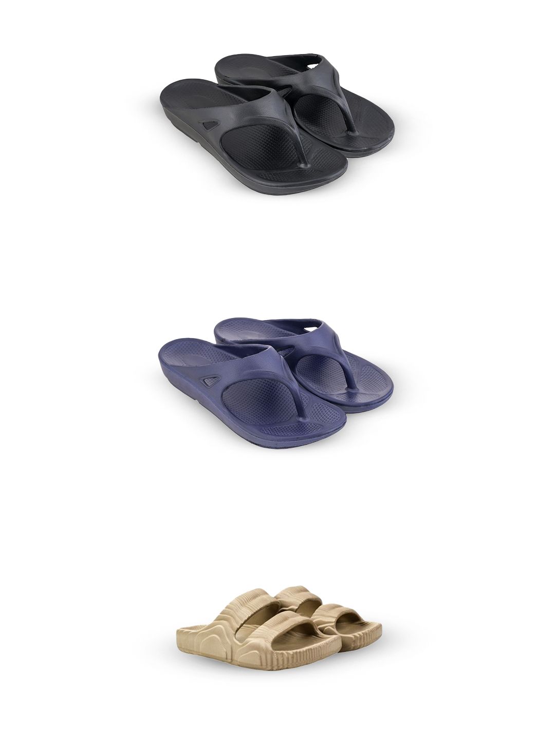 Feel alive Men Set Of 3 Ultra-Comfortable Lightweight Flip Flops