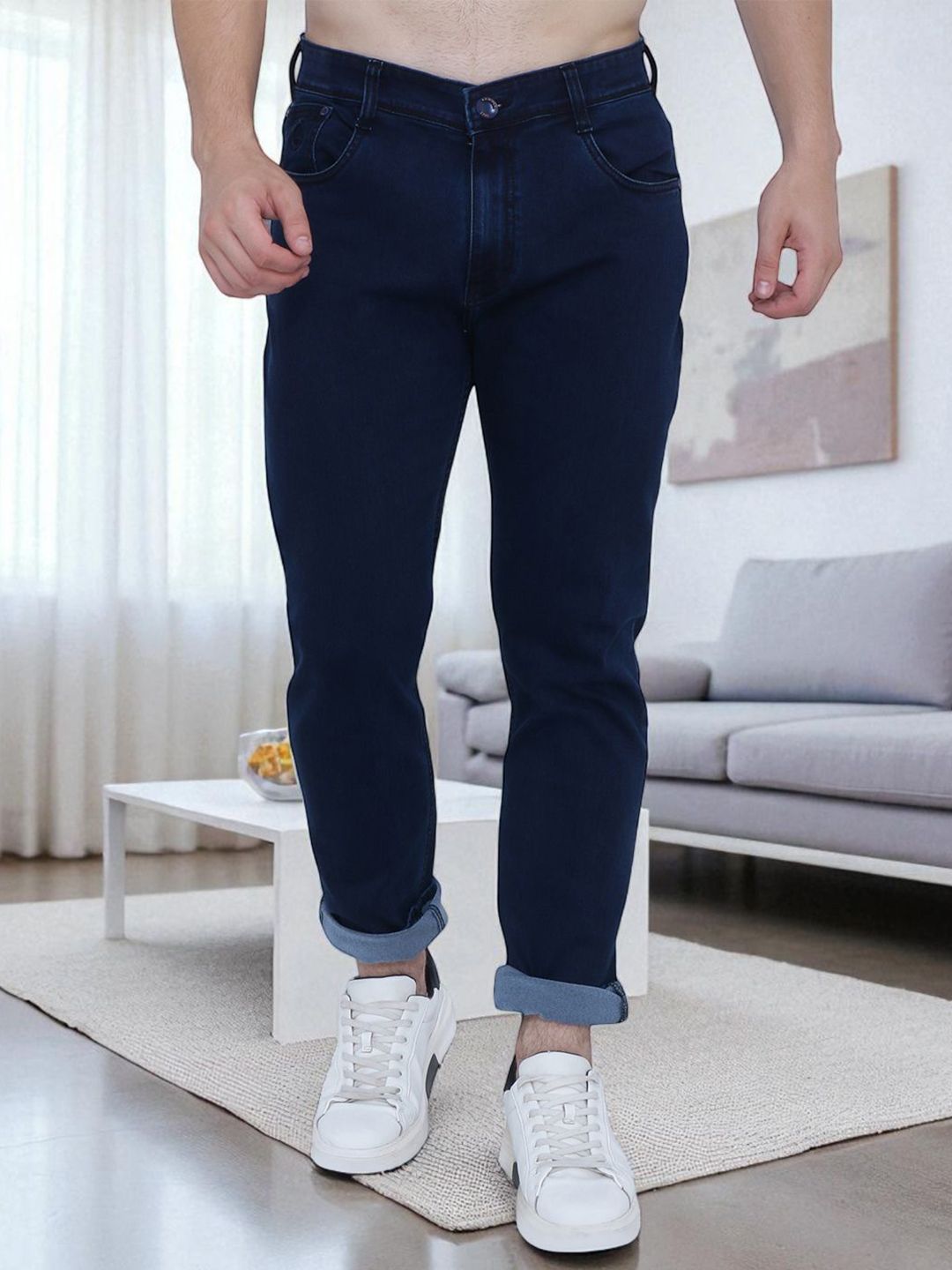 AWACK Men Lean Slim Fit Mid-Rise Stretchable Jeans