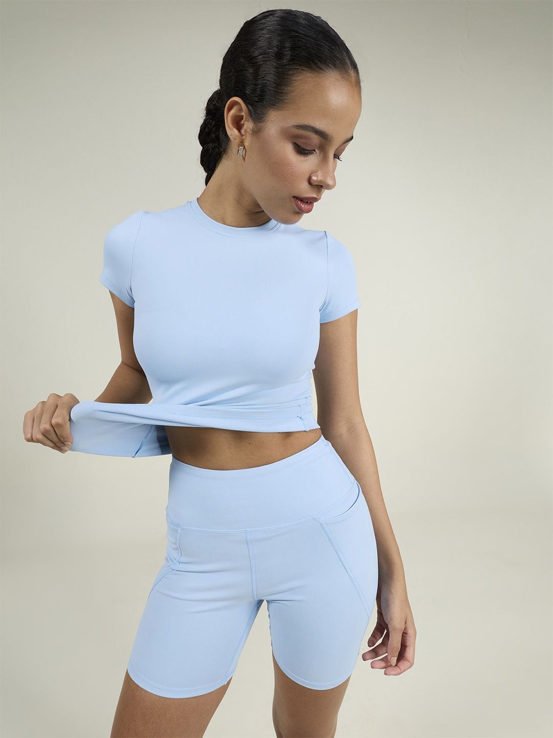 CAVA CAVA Women Ice Blue Sculpt Core Round Neck Top