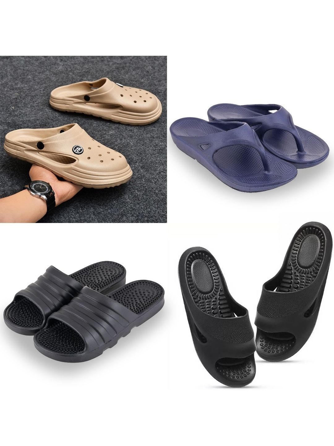 Feel alive Set Of 4 Ultra-Comfortable & Lightweight Thong Flip-Flops & Sliders