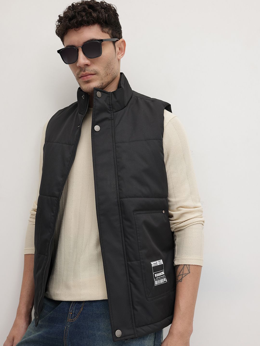 The Roadster Life Co. Mock Collar Padded-Style Gilet Jacket