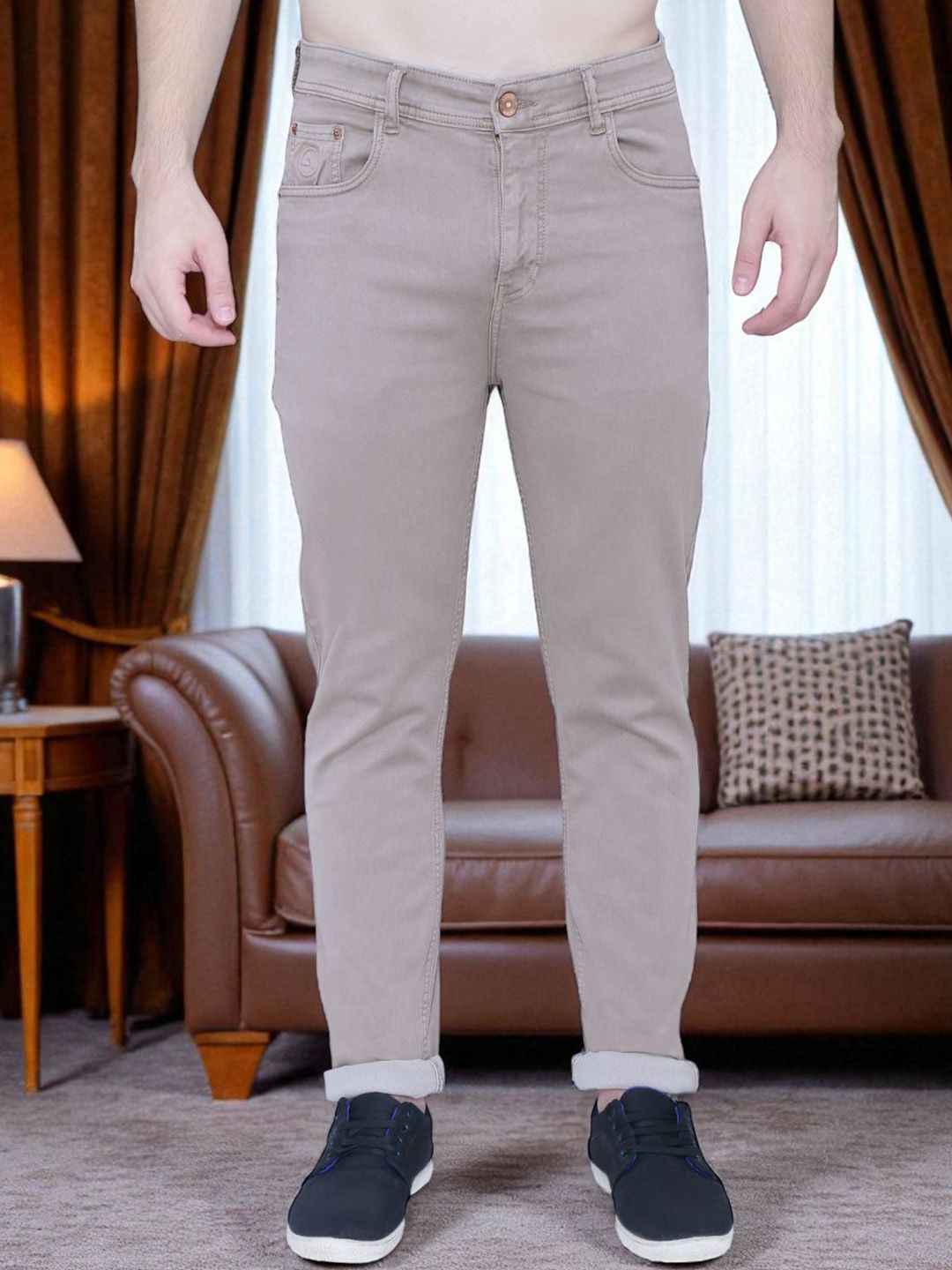 AWACK Men Lean Boyfriend Fit  Mid-Rise Stretchable Jeans
