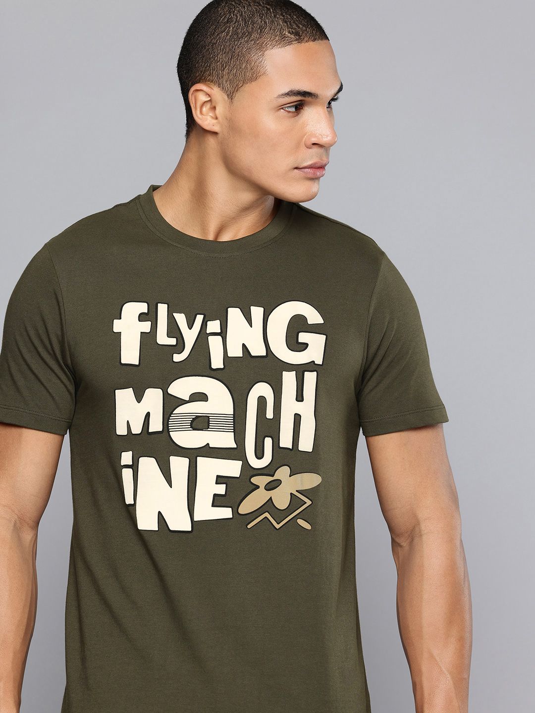 Flying Machine Brand Logo Puff Printed T-shirt