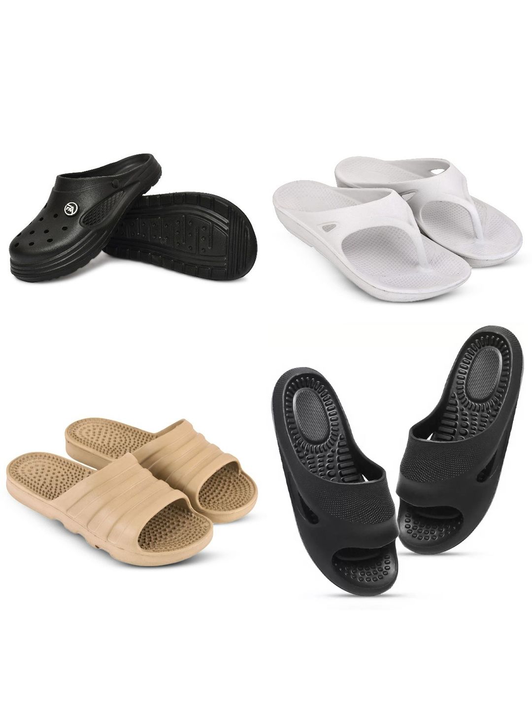 Feel alive Set Of 4 Ultra-Comfortable & Lightweight Thong Flip-Flops & Sliders