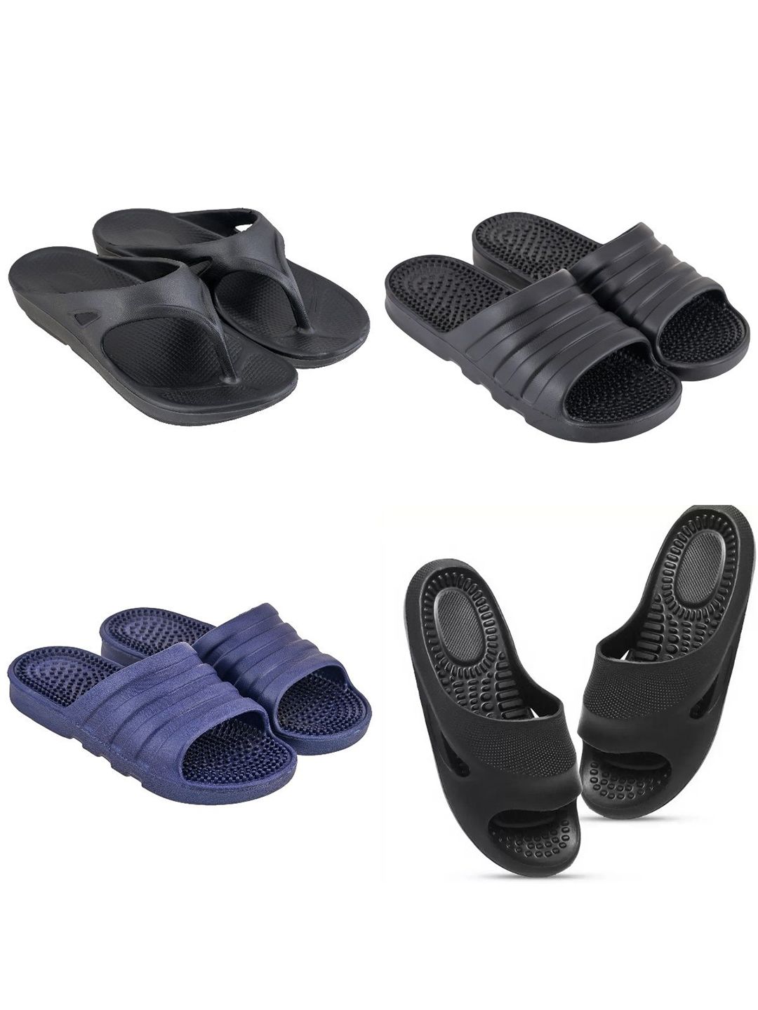 Feel alive Set Of 4 Ultra-Comfortable & Lightweight Thong Flip-Flops & Sliders