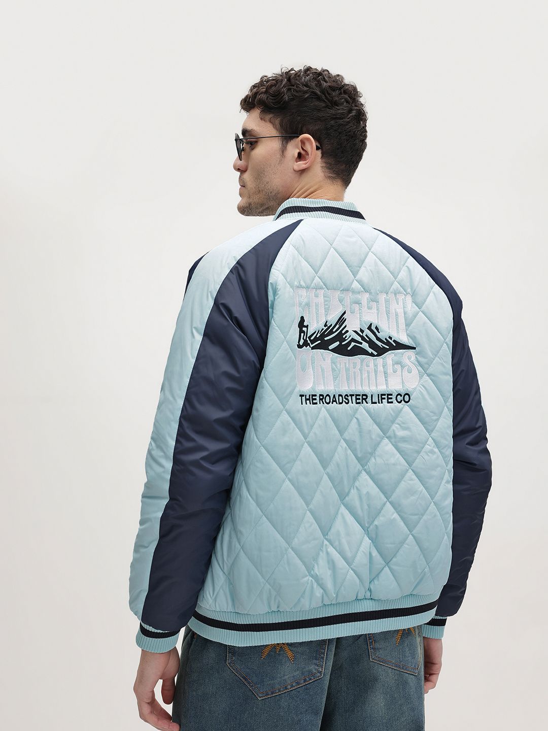 The Roadster Life Co. Typography Printed Quilted Bomber Jacket