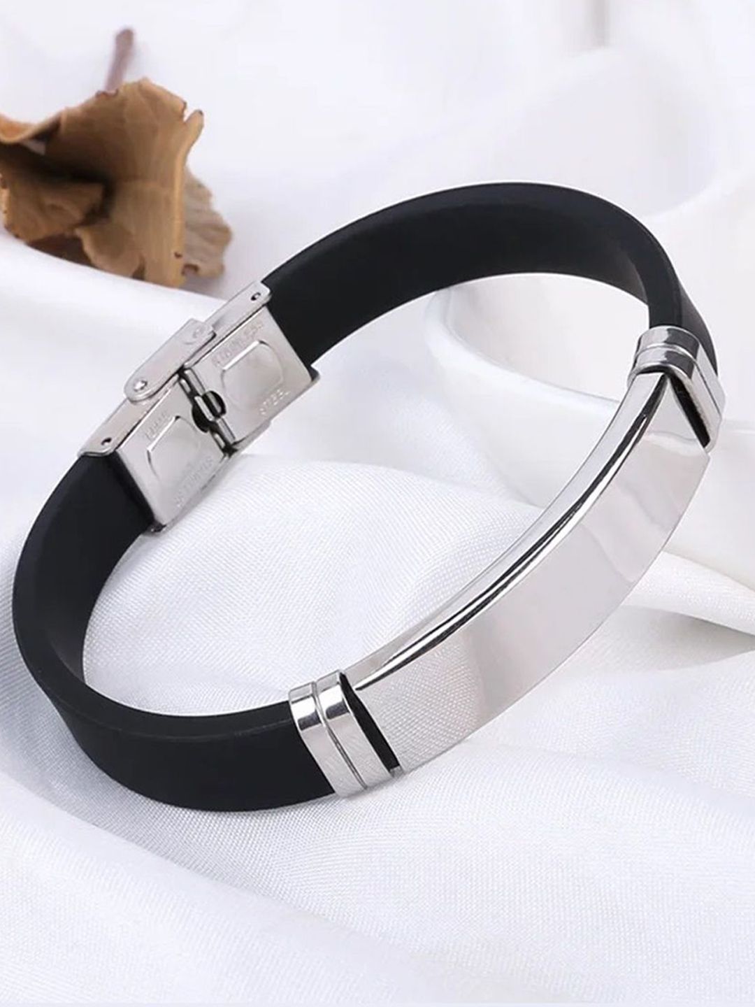 SK Enterprisess Men Stainless Steel Silver-Plated Wraparound Bracelet