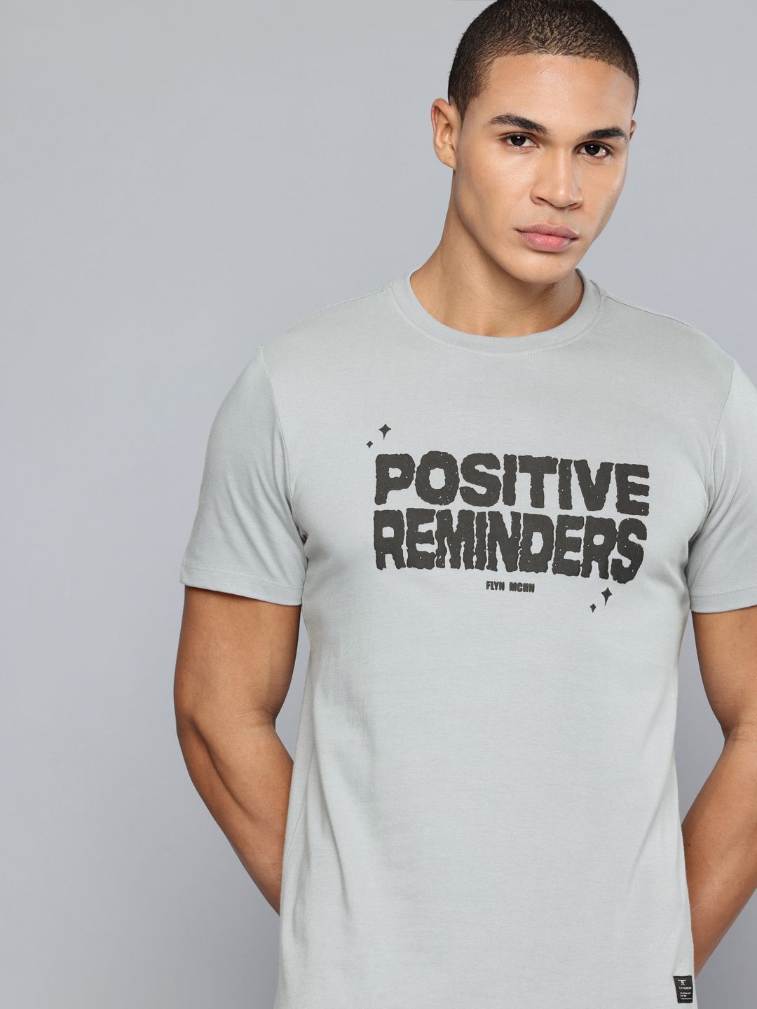 Flying Machine Flying Machine Typographic Puff Printed Casual T-shirt