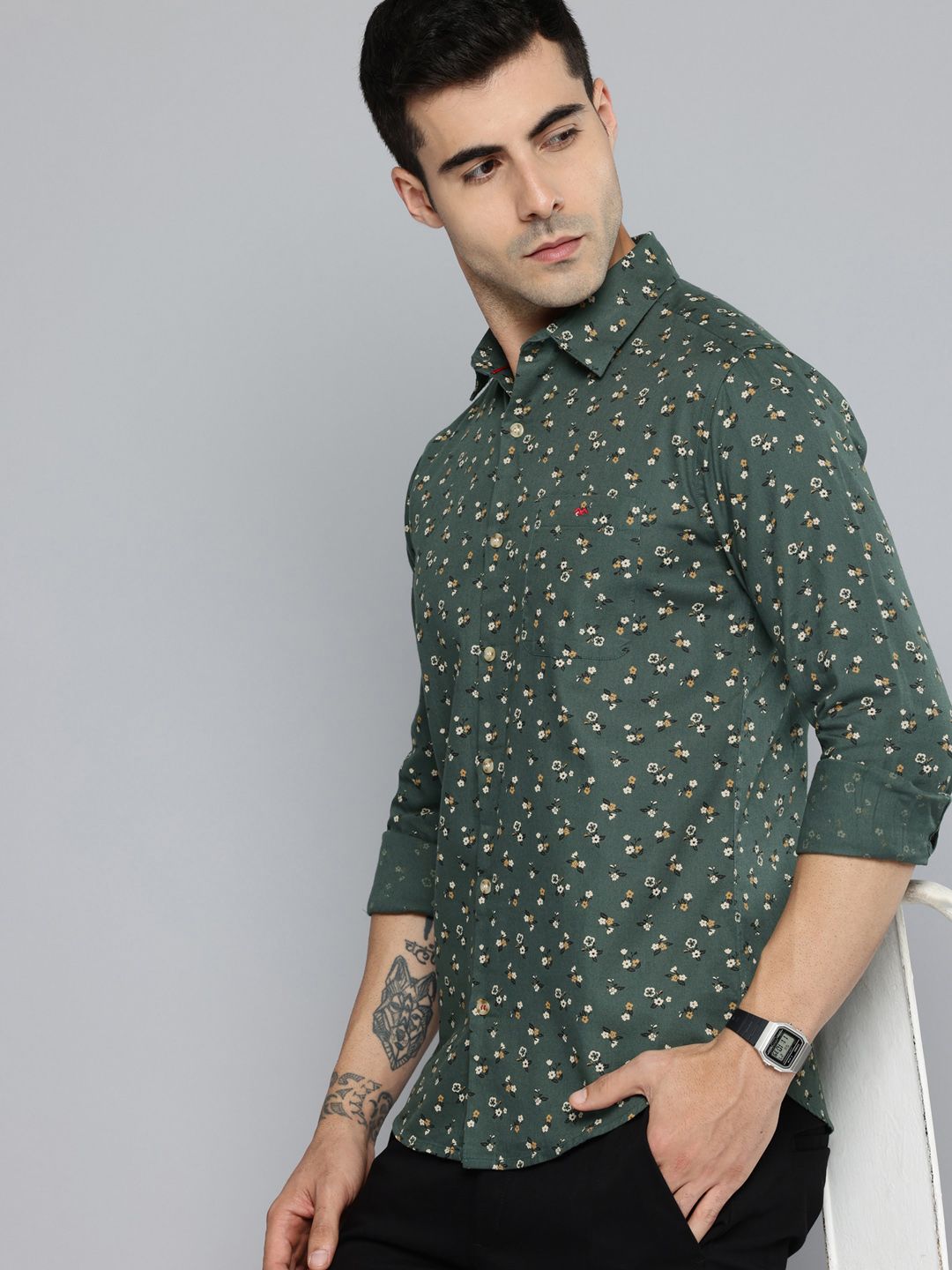 Mufti Mufti Floral Printed Pure Cotton Casual Shirt