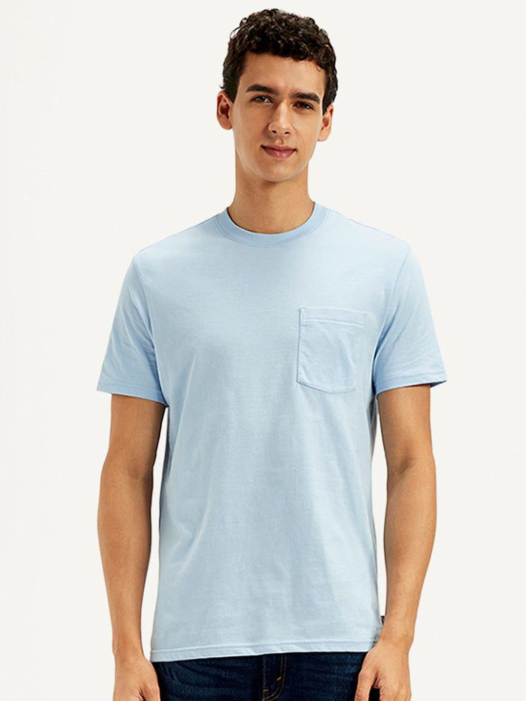 Men Solid Cotton T-shirt Levis Men Solid Round Neck Cotton Slim Fit T-shirt
