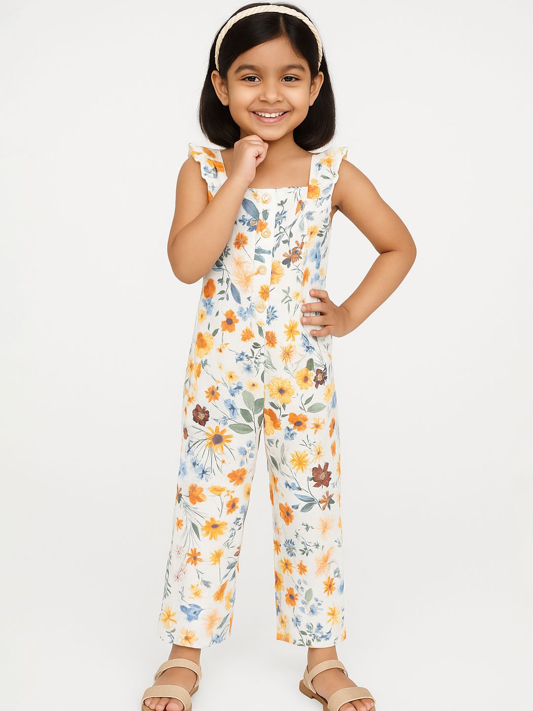 JusCubs Girls Printed Basic Jumpsuit