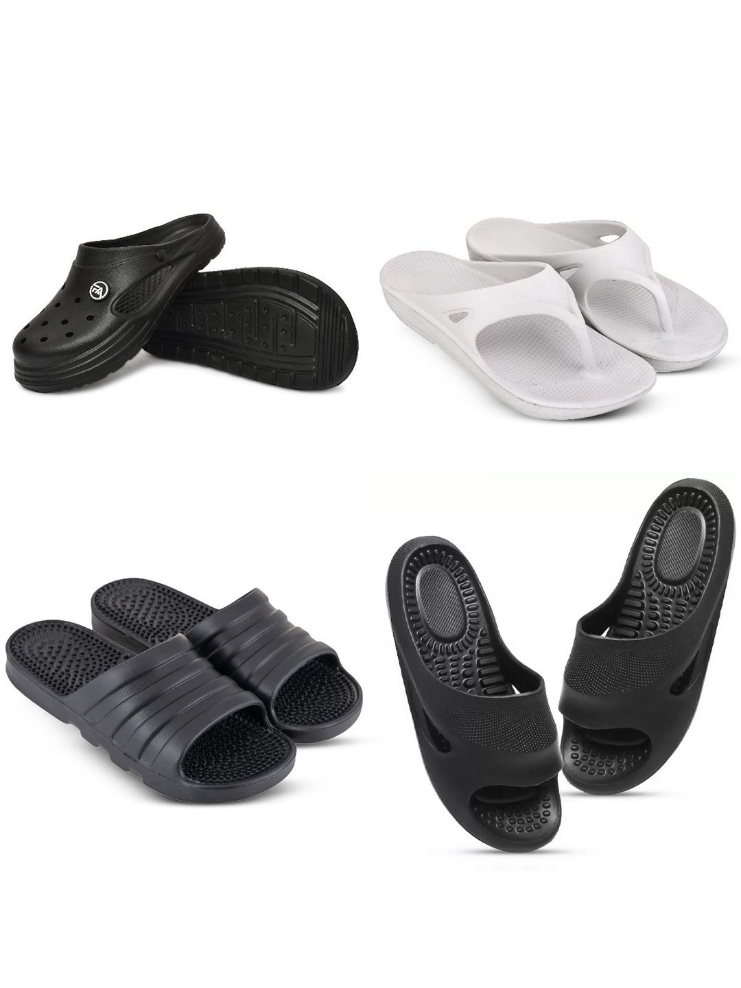 Feel alive Set Of 4 Ultra-Comfortable & Lightweight Thong Flip-Flops & Sliders